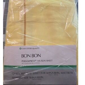 Bon Bon Flat Sheet Lemon Yellow Perma-Prest Muslin Queen 90x102 96 6732 505